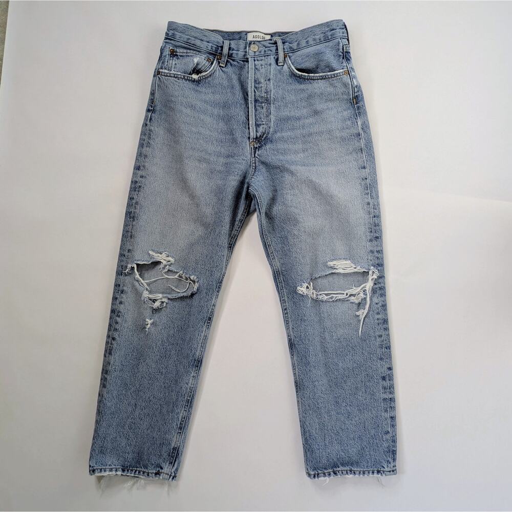 Agolde 90s Jeans 28 Medium Blue Distressed Holes Organic Cotton Vintage Wash